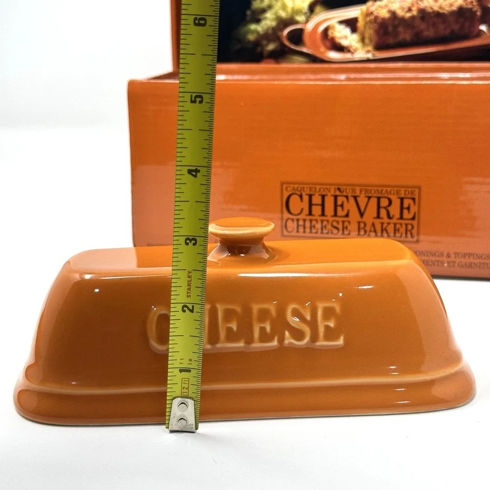Village Gourmet Chevre Goat Cheese Baker Burnt Orange Ceramic Dish Box Seasoning